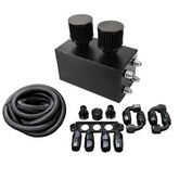 4x AN10 Inlet Oil Catch Can Reservoir Tank w/ Dual Breather Filter Baffled Tank Kit Battery-size Compatible with Honda Acura